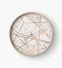 Golden Poly Marble Clock