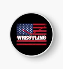 Wrestling USA Flag Design - Wrestling Clock