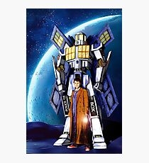 10th Doctor with Robot Phone booth Photographic Print