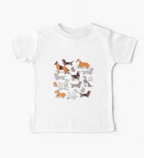 Origami Hündchenfreunde / / grau Leinen Textur Hintergrund Baby T-Shirt
