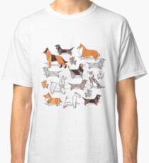 Origami Hündchenfreunde / / grau Leinen Textur Hintergrund Classic T-Shirt