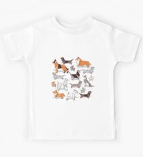 Origami doggie friends // grey linen texture background Kids Tee