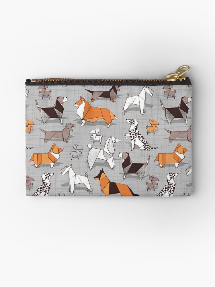 Bolso De Mano Origami Perrito Amigos Gris Lino Textura De Fondo De Selmacardoso