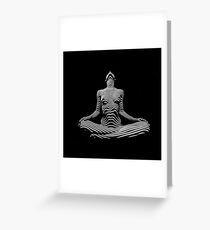 9934s-DJA BW Abstract Zebra Striped Nude Yoga Woman Lotus Position Greeting Card