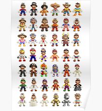 Super Mario Odyssey All Outfits Xtra Large for Individual Stickers Poster