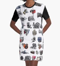 Old steam locomotive - старинный паровоз - steampunk Graphic T-Shirt Dress