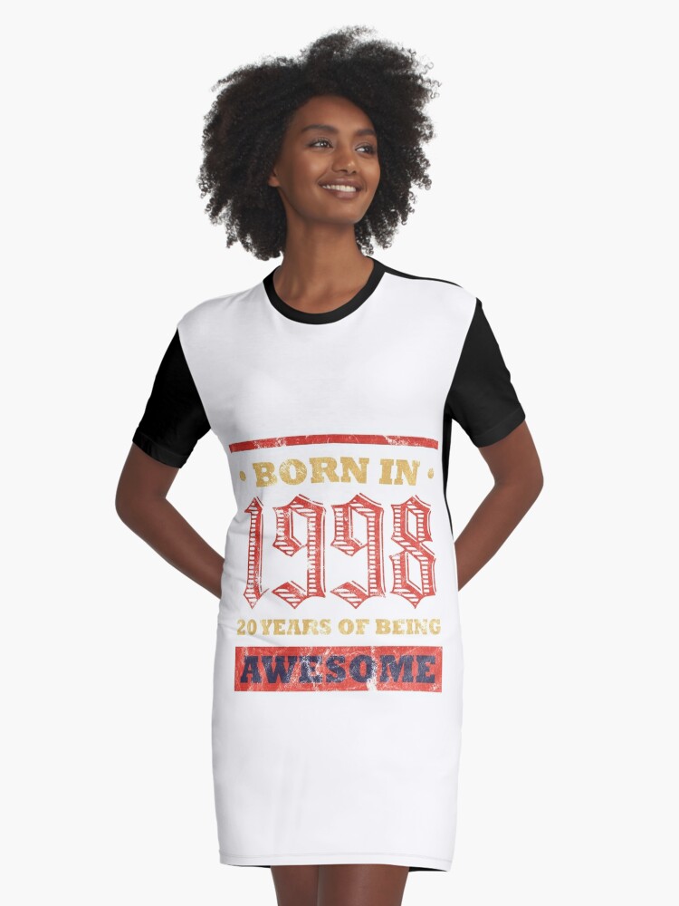 20 Year Old Birthday Gift Born In 1998 Bday Present Graphic T Shirt Dress By Blazesavings