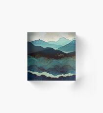 Indigo Mountains Acrylic Block