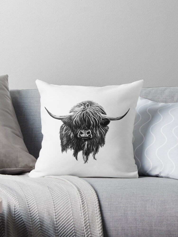 highland cow throw pillow