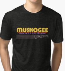 Muskogee, Oklahoma | Retro Stripes Tri-blend T-Shirt