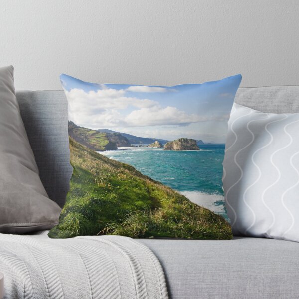 Basque Country coast landscape Throw Pillow