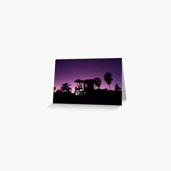 Baywatch tower silhouette sunset Greeting Card