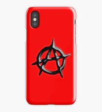 ANARCHY, ANARCHIST, Politics, Revolution, Protest, Disorder, Unrest, Symbol on red in black iPhone Case