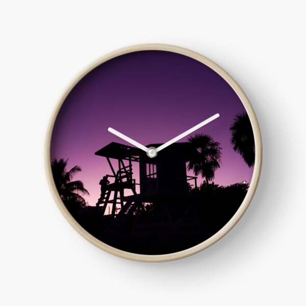 Baywatch tower silhouette sunset Clock