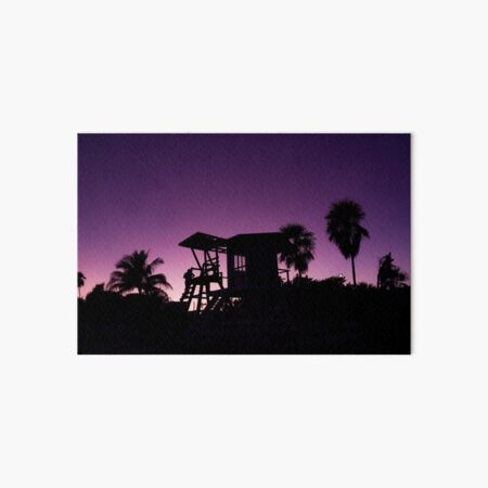 Baywatch tower silhouette sunset Art Board Print