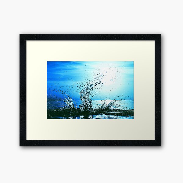 Blue water splash Framed Art Print
