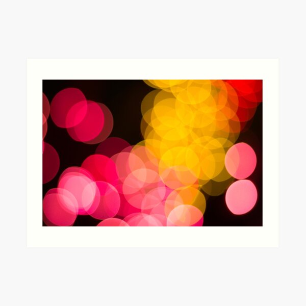 Bokeh abstract pink yellow circles Art Print
