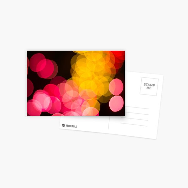 Bokeh abstract pink yellow circles Postcard