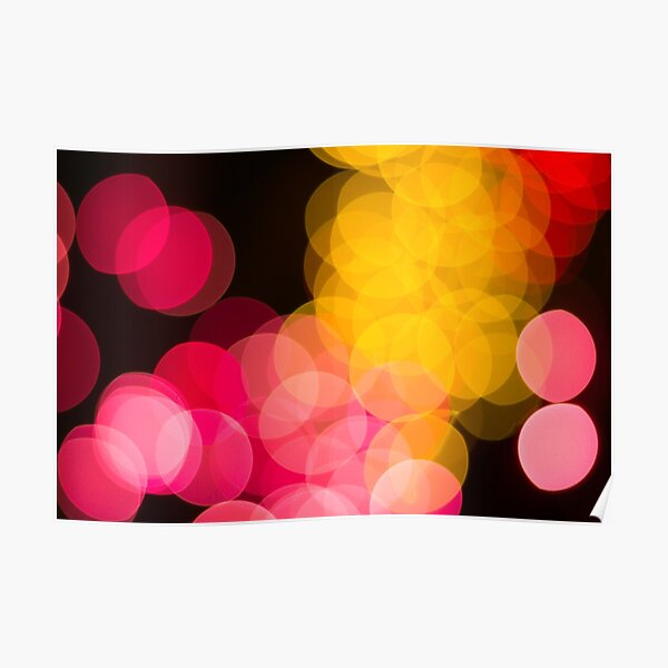 Bokeh abstract pink yellow circles Poster
