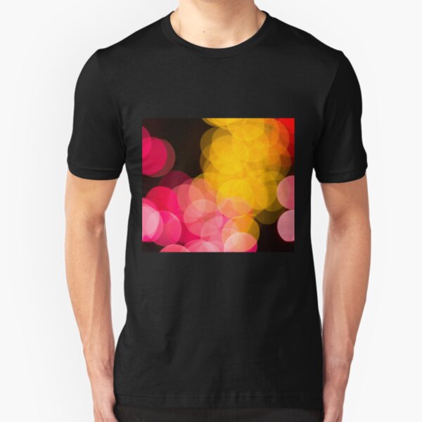 Bokeh abstract pink yellow circles Slim Fit T-Shirt
