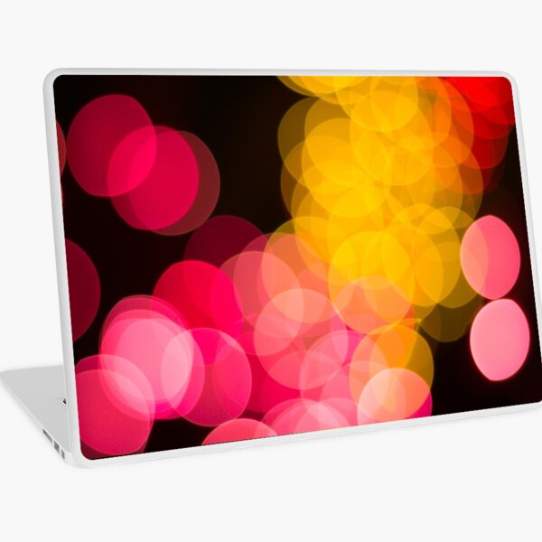 Bokeh abstract pink yellow circles Laptop Skin