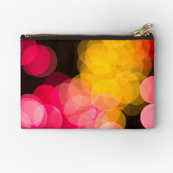 Bokeh abstract pink yellow circles Zipper Pouch