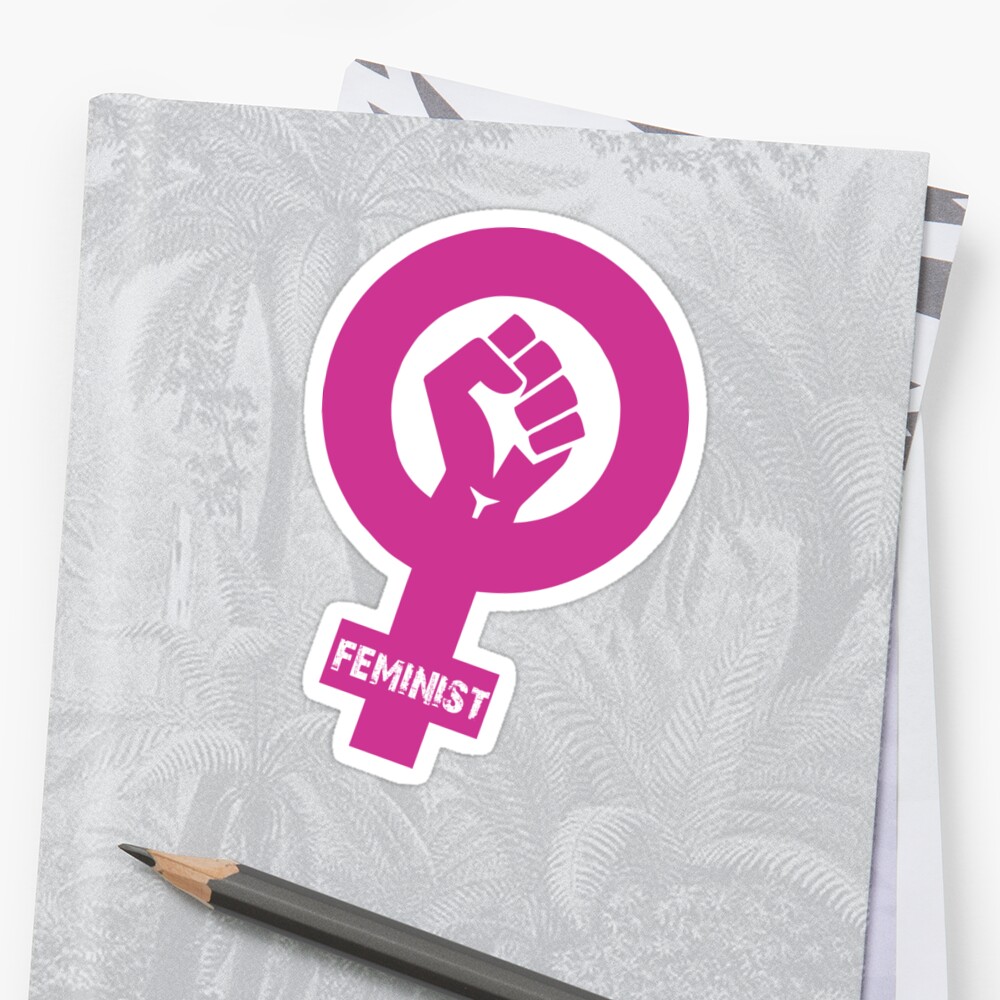 Pink Female Symbol Feminist Fight Fist Sticker By Bubble Designs Redbubble 