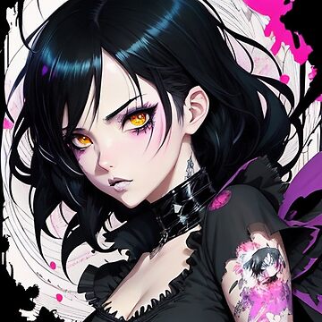 Dark Anime Girl Wall Art Anime Aesthetic Print Gothic Emo 