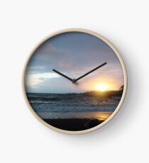 Sunrise on a Black Beach Clock