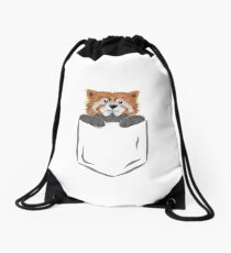 Red Panda Pocket Shirt Design Drawstring Bag