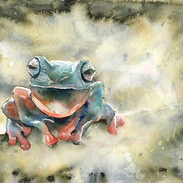 Watercolor Frogs Shower Curtain Gender Neutral Bathroom Decor