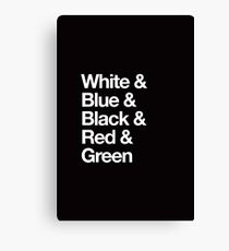 White & Blue & Black & Red & Green - Reversed Canvas Print