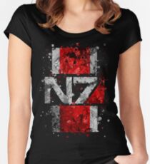 Mass Effect N7 Splatter Women's Fitted Scoop T-Shirt