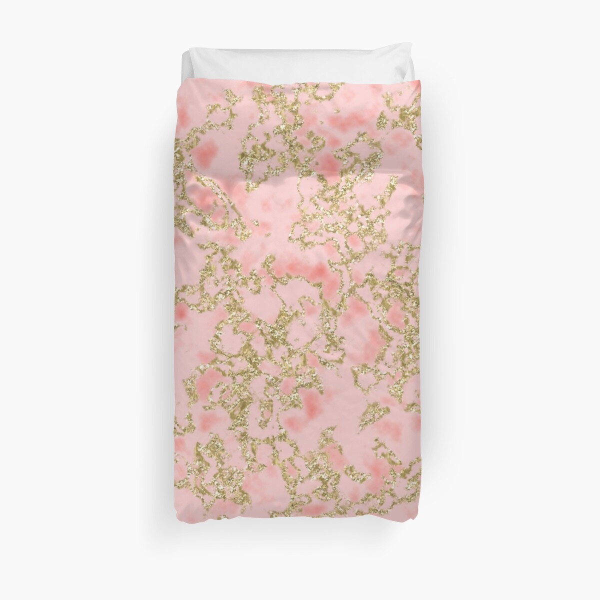 Cerise Coral Golden Shimmer Duvet Cover By Marbleco Redbubble