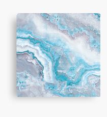 Luxury Mermaid Blue Agate Marble Geode Gem Metal Print