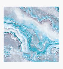 Luxury Mermaid Blue Agate Marble Geode Gem Photographic Print