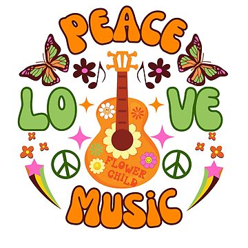 Sticker Peace Love Music