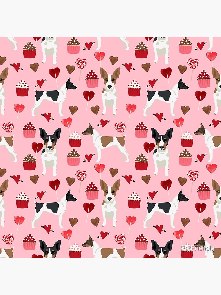 Rat Terrier valentines day cupcakes love hearts dog breed pet art dog pattern gifts unique pure breed by PetFriendly