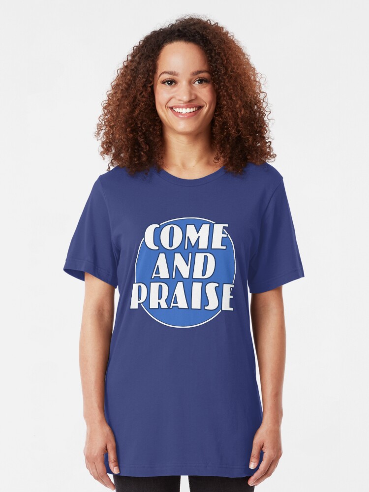 Alternate view of Come And Praise, 1980s school hymn book cover Slim Fit T-Shirt
