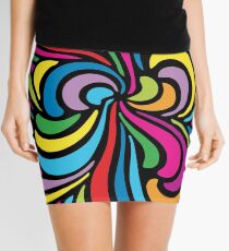 Psychedelic Hippie Abstract Swirl Pattern Mini Skirt