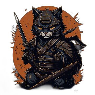 Sticker for Sale mit Katze in Rüstung, Samuraikatze, Kriegerkatze von  Roh1Art