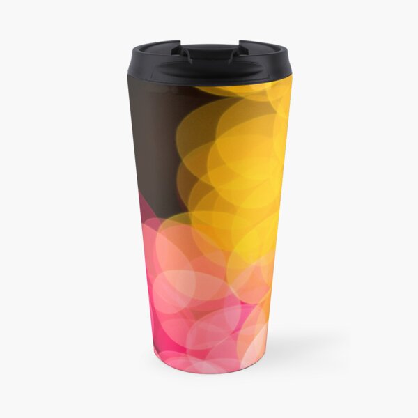 Bokeh abstract pink yellow circles Travel Mug