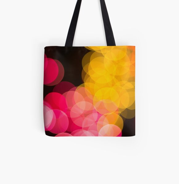 Bokeh abstract pink yellow circles All Over Print Tote Bag