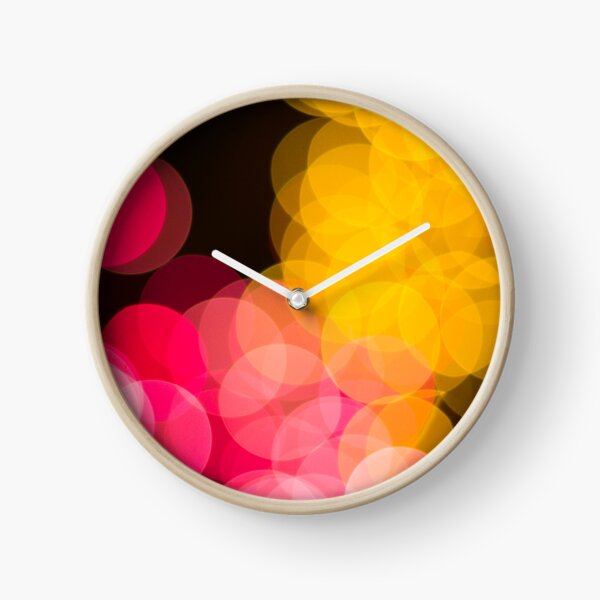 Bokeh abstract pink yellow circles Clock