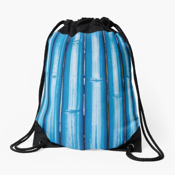 Blue bamboo canes background Drawstring Bag