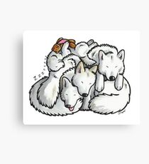 Samoyed - sleeping pile cartoon Canvas Print