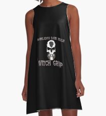 Darkladys Dark Realm Witch Group with White words A-Line Dress