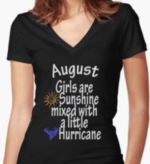 August Girls are sunshine mixed with a little hurricane T-shirt, tshirt, hoodie, tee gift idea Women's Fitted V-Neck T-Shirt