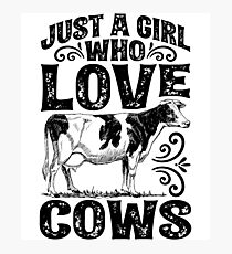 Just A Girl Who love Cows T shirt Funny Cow Lover Farm Gifts Photographic Print
