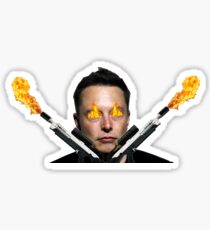 Elon musk with flamethrowers Sticker